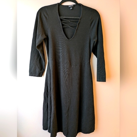 torrid Dresses & Skirts - Torrid Mini Waffle Long Sleeve Lace Up Front Neck fit and flare 1